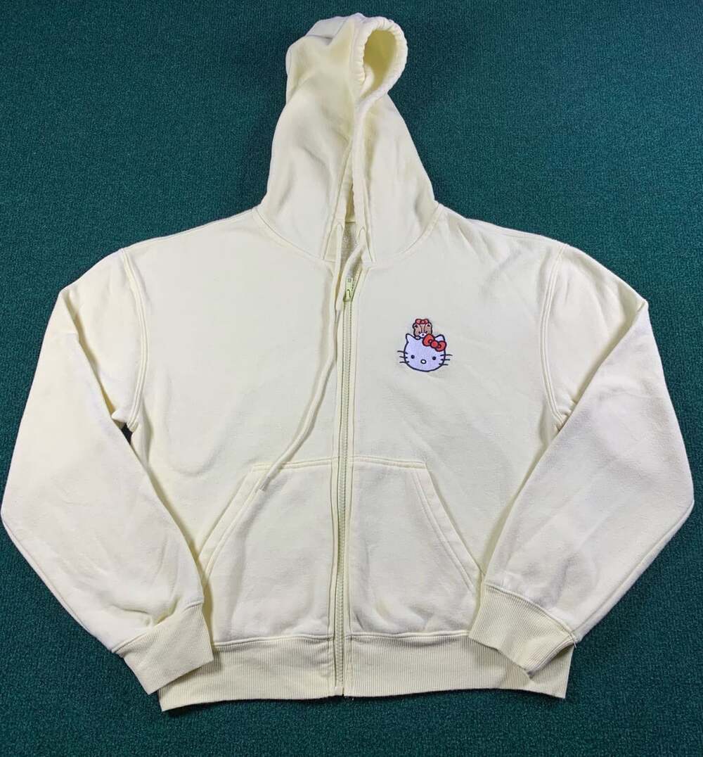 Hello Kitty Full-Zip Hoodie Size S Yellow Embroidered Sanrio